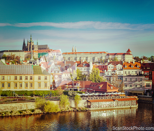 Image of View of Mala Strana and Prague castle over Vltava river