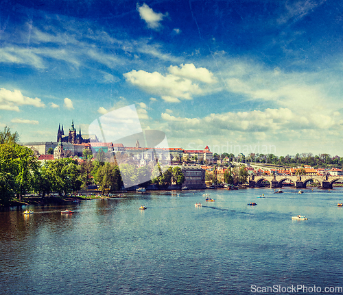 Image of View of Charles bridge over Vltava river and Gradchany (Prague C