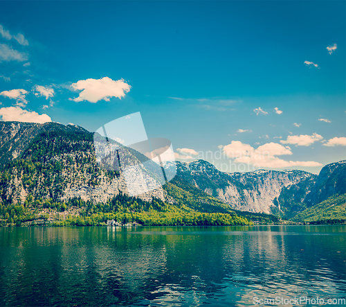 Image of Castle at Hallstatter See mountain lake in Austria