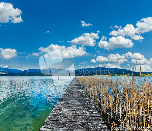 Image of Pier on the lake in countryside