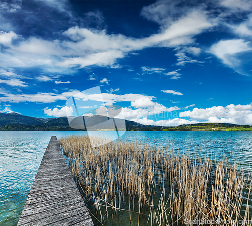 Image of Pier in the lake, Bavaria countryside