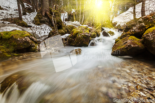 Image of Cascade of Sibli-Wasserfall. Rottach-Egern, Bavaria, Germany