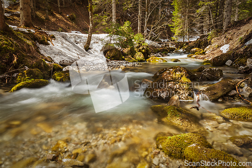 Image of Cascade of Sibli-Wasserfall. Rottach-Egern, Bavaria, Germany