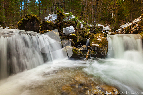 Image of Cascade of Sibli-Wasserfall. Rottach-Egern, Bavaria, Germany