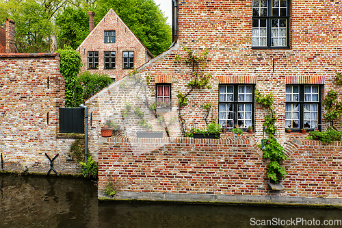 Image of Medieval brick houses in Bruges Brugge