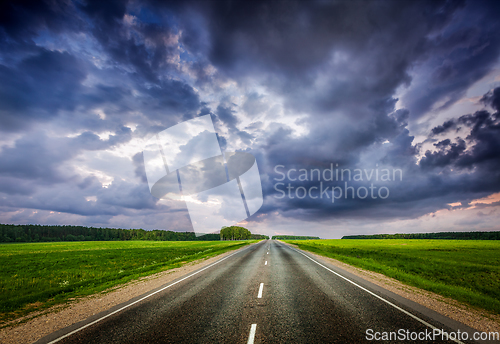 Image of Road and stormy sky