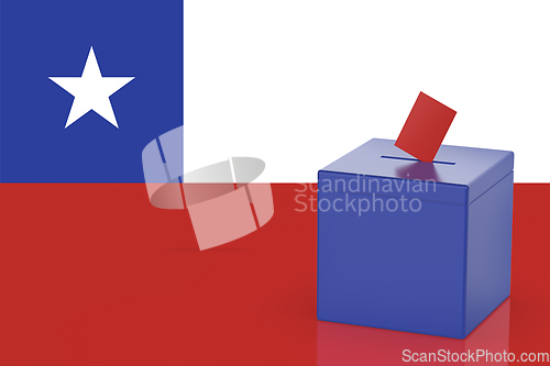 Image of Blue ballot box with the flag of Chile