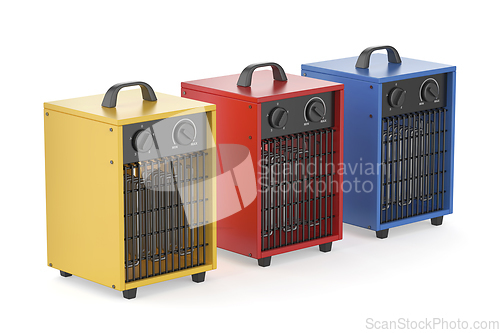 Image of Three industrial electric fan heaters