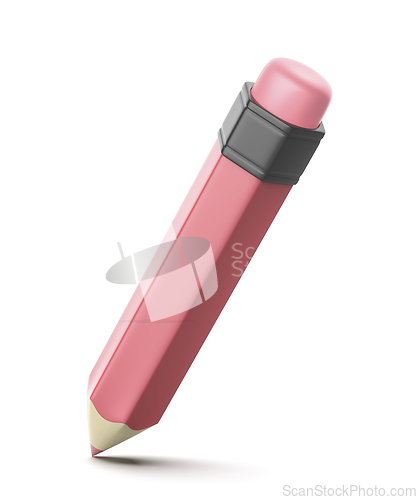 Image of Pink colored pencil with rubber eraser
