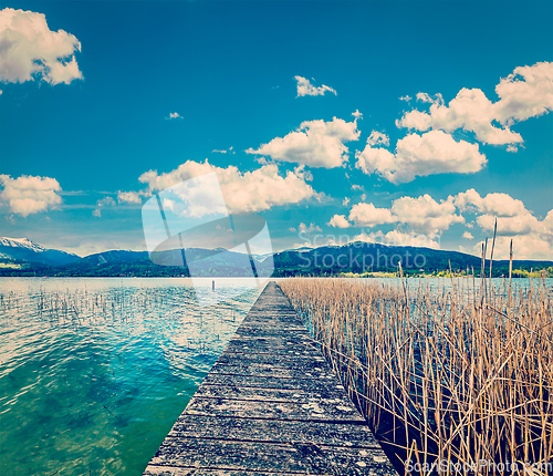 Image of Pier in the lake, Bavaria countryside