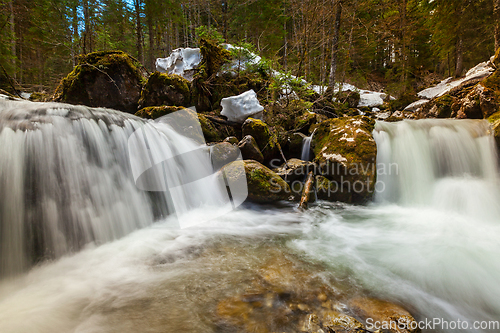 Image of Cascade of Sibli-Wasserfall. Rottach-Egern, Bavaria, Germany