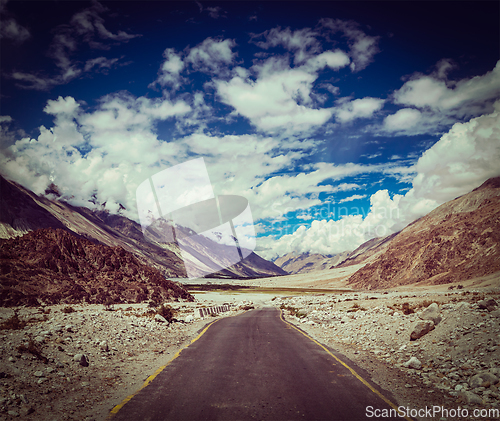 Image of Road in Himalayan landscape, Nubra valley