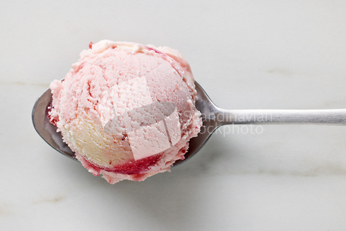 Image of strawberry and vanilla ice cream ball