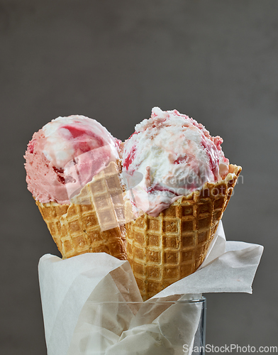 Image of ice cream cones in a glass