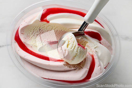 Image of strawberry and vanilla ice cream