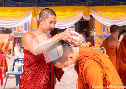 Image of Monks celebrating Songkran in Thailand