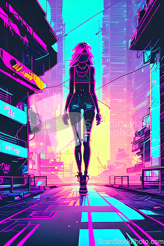 Image of cyberpunk graffiti portrait illustration