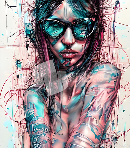 Image of cyberpunk graffiti portrait illustration