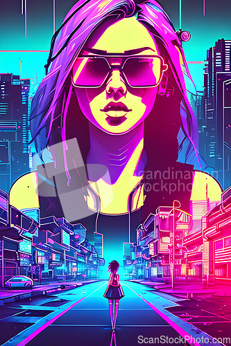 Image of cyberpunk graffiti portrait illustration