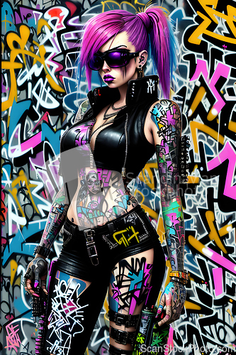 Image of cyberpunk graffiti portrait illustration