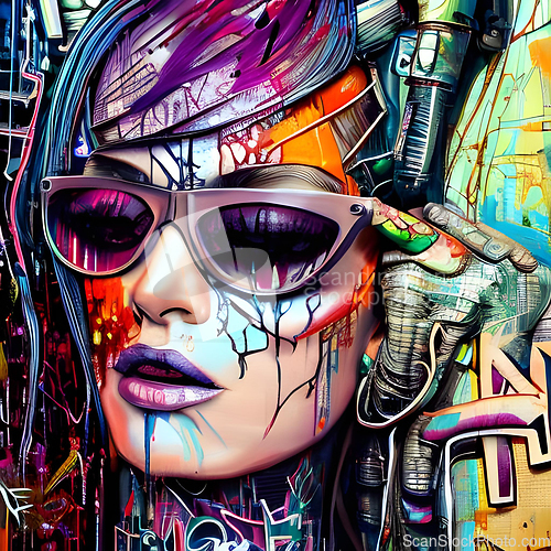 Image of cyberpunk graffiti portrait illustration