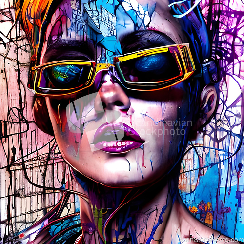 Image of cyberpunk graffiti portrait illustration