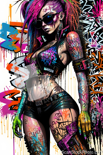 Image of cyberpunk graffiti portrait illustration