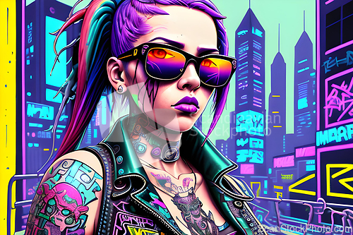 Image of cyberpunk graffiti portrait illustration