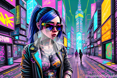 Image of cyberpunk graffiti portrait illustration