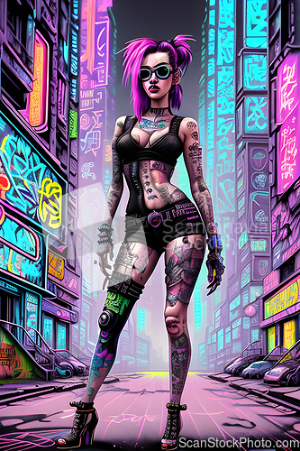 Image of cyberpunk graffiti portrait illustration