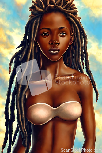 Image of illustration of beautiful african girl