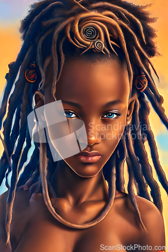 Image of illustration of beautiful african girl