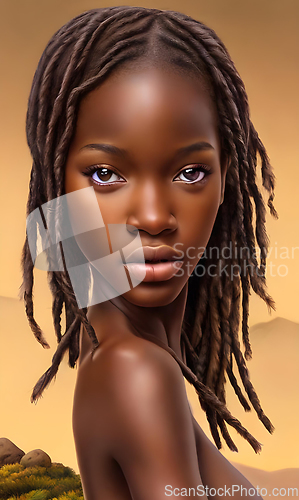 Image of illustration of beautiful african girl