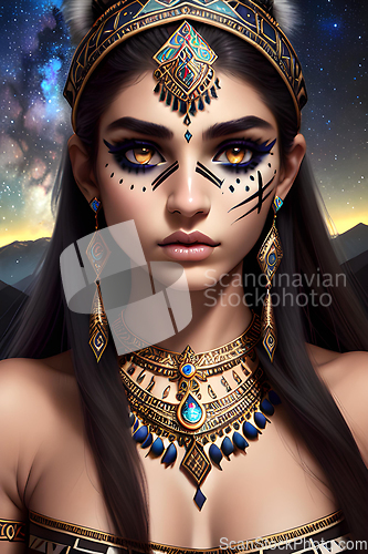 Image of illustration of beautiful caucasian tribal woman