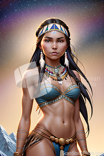 Image of illustration of beautiful native american girl
