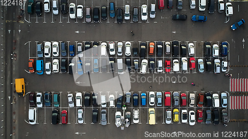 Image of Car parking lot viewed from above, Aerial view. Top view