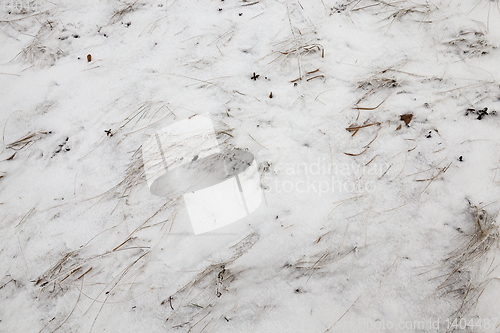 Image of Snow drifts in winter - snow photographed in the winter season, which appeared after a snowfall. close-up,