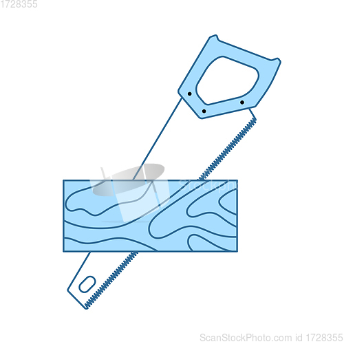 Image of Handsaw Cutting A Plank Icon