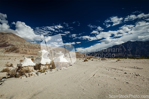 Image of Chorten in Himalayas. Nubra valley, Ladakh, India