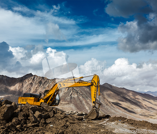 Image of Road construction in mountains Himalayas