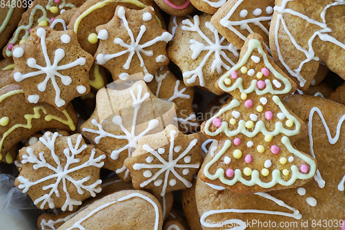 Image of christmas tradition gingerbread background