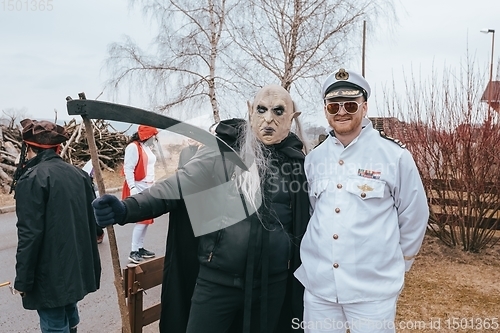 Image of People attend the Slavic Carnival Masopust