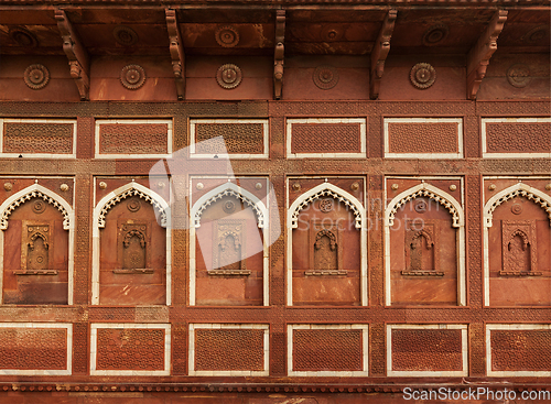 Image of Wall decoration in Agra fort. Agra, Uttar Pradesh, India