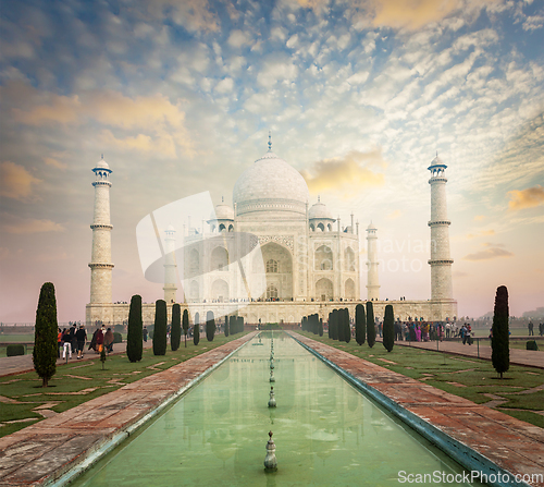 Image of Taj Mahal on sunrise sunset, Agra, India