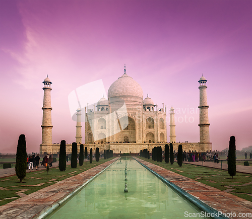 Image of Taj Mahal on sunset, Agra, India