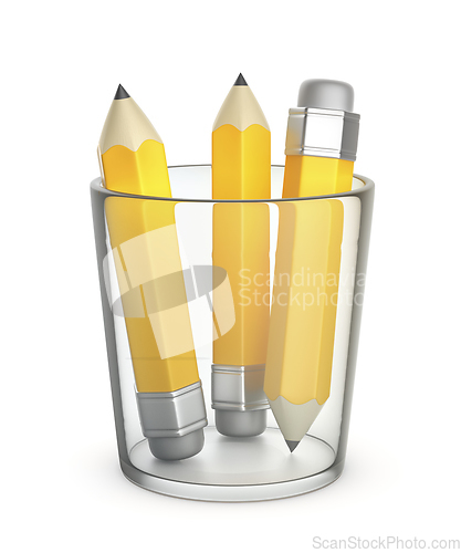 Image of Glass cup with pencils
