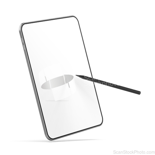 Image of Tablet with empty screen and digital pen