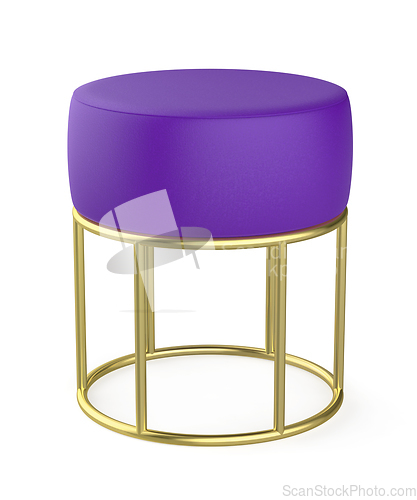 Image of Purple leather stool with golden legs