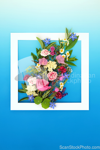 Image of Edible Flower and Herb Abstract Summer Flowers Bouquet Compositi