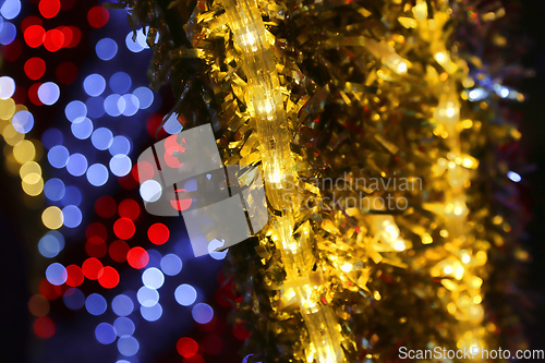 Image of Bright Christmas decoration, abstract background out of focus